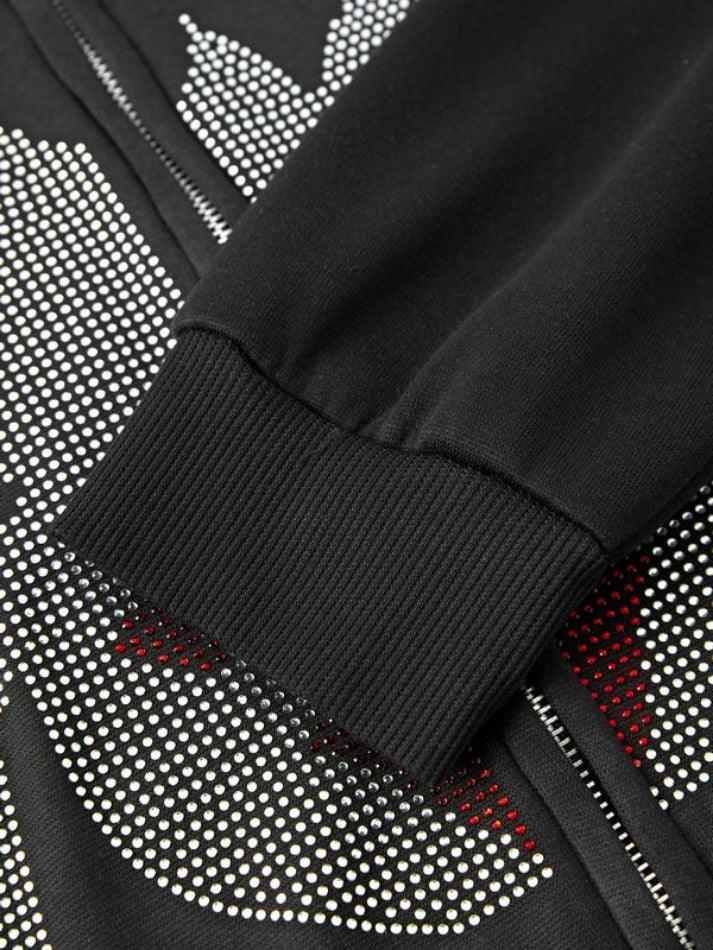 Spider Rhinestone Print Oversized Hoodie - AnotherChill