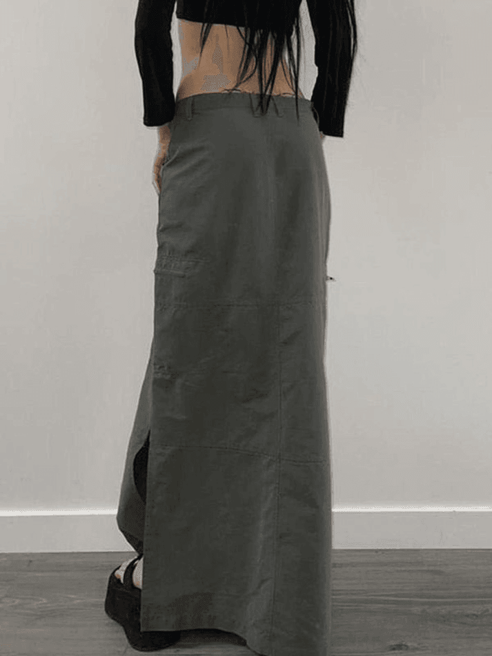Split Y2K Low Waist Cargo Skirt - AnotherChill