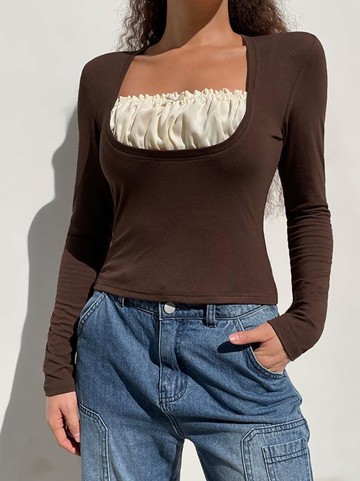 Square collar Lace Crop Top - AnotherChill