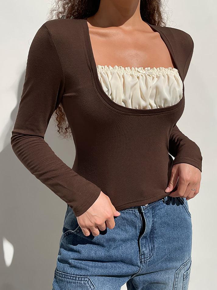 Square collar Lace Crop Top - AnotherChill