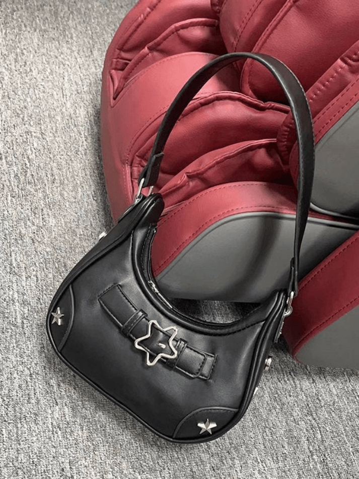 Star Embellish Pu Leather Shoulder Bag - AnotherChill