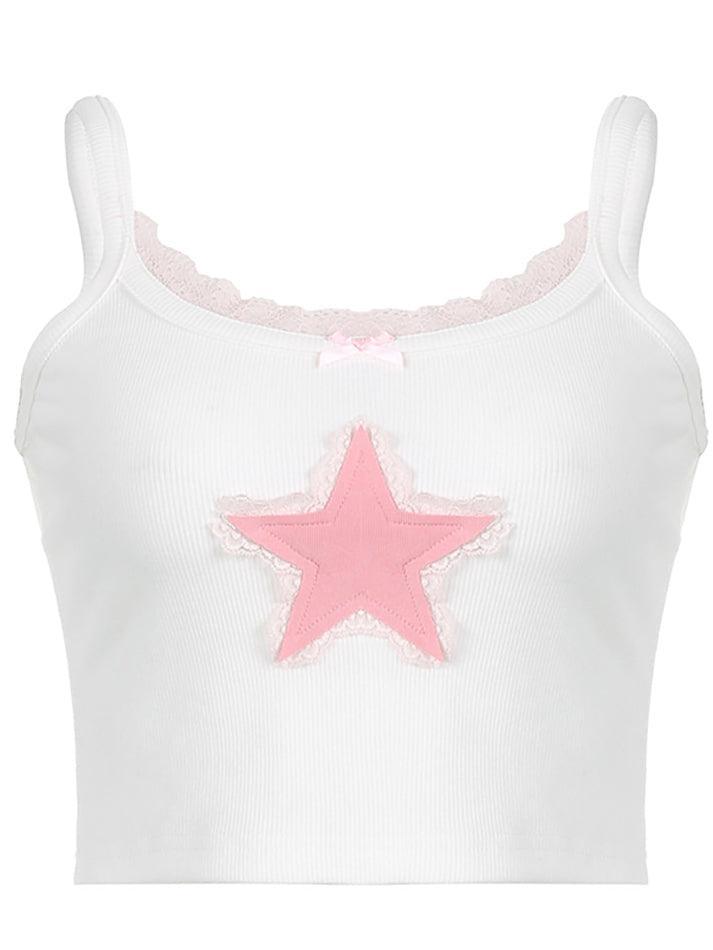 Star Print Lace Tank Top - AnotherChill