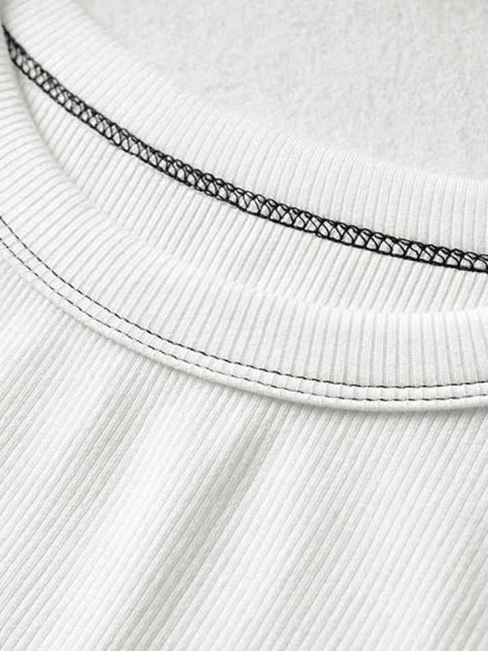 Stitched Detail Ribbed Crop Tank Top - AnotherChill