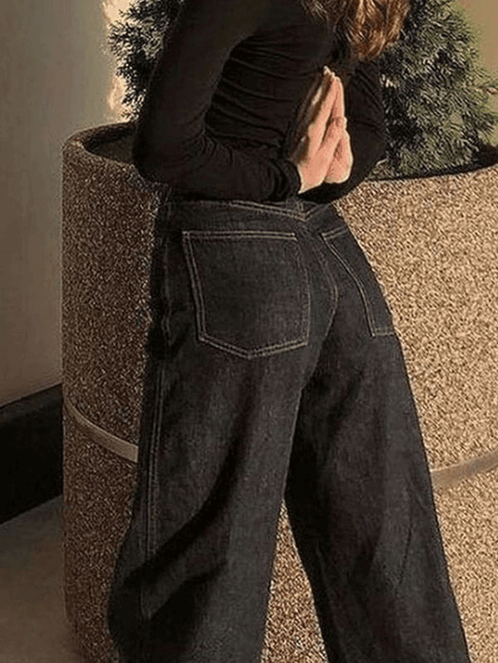 Stitched High Waist Boyfriend Jeans - AnotherChill