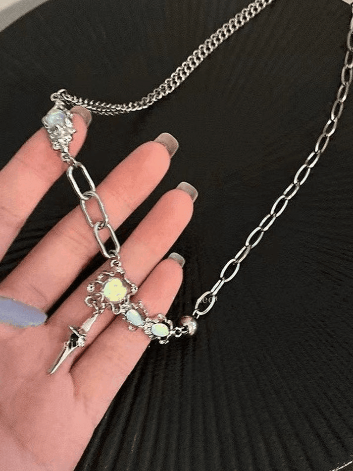Stone Decor Astral Link Chain Necklace - AnotherChill