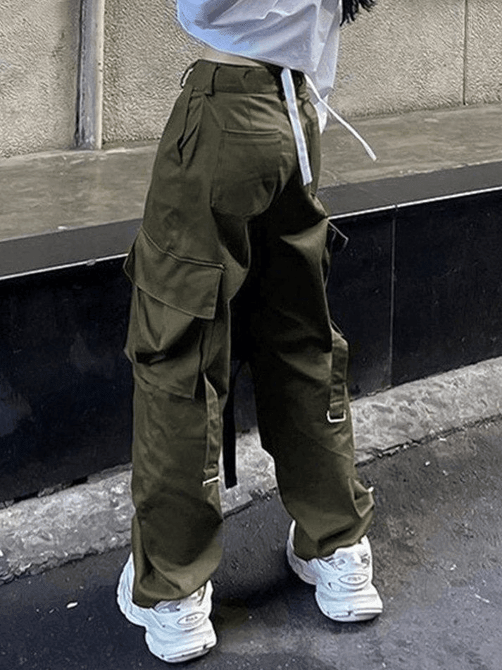 Strap Detail Pocket Cargo Pants - AnotherChill