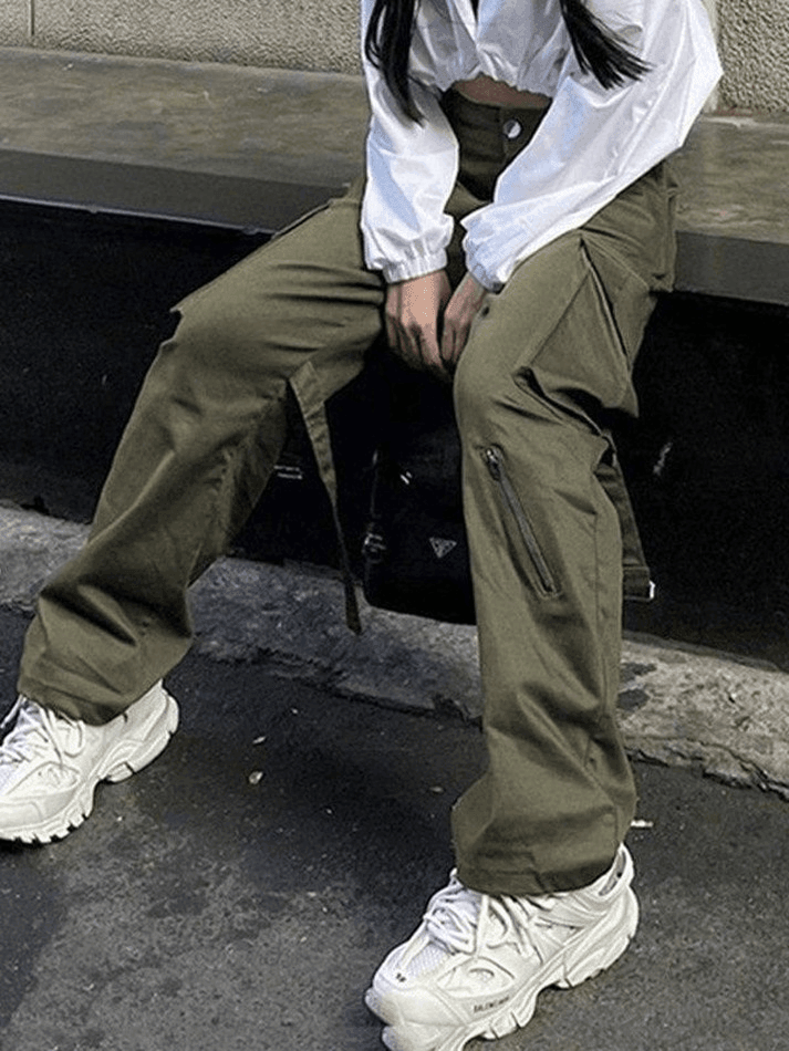 Strap Detail Pocket Cargo Pants - AnotherChill
