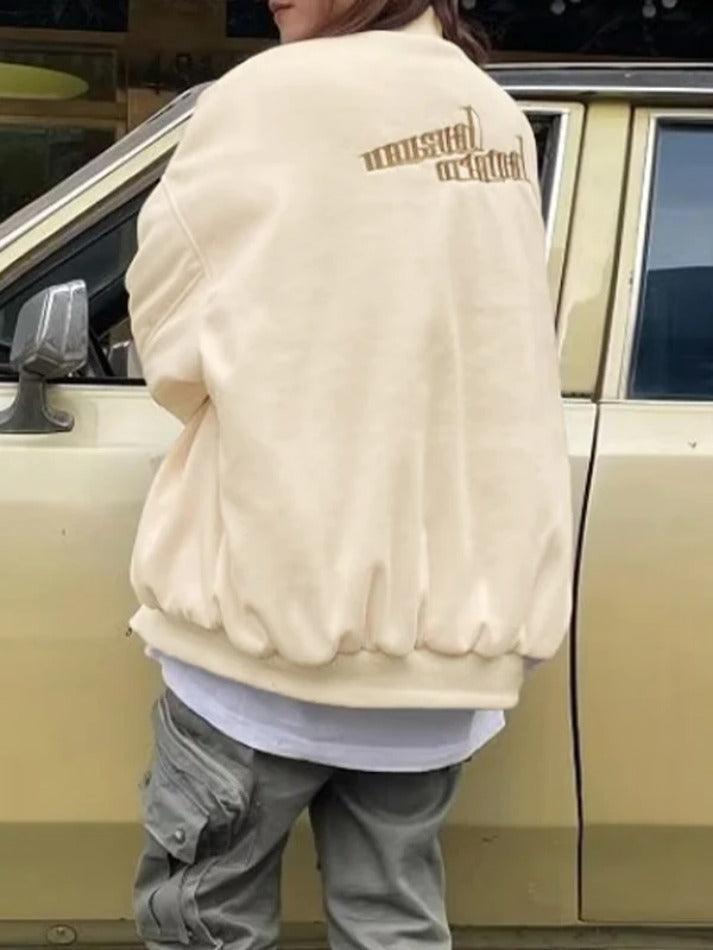 Street Embroidery Print Loose Baseball Jacket - AnotherChill