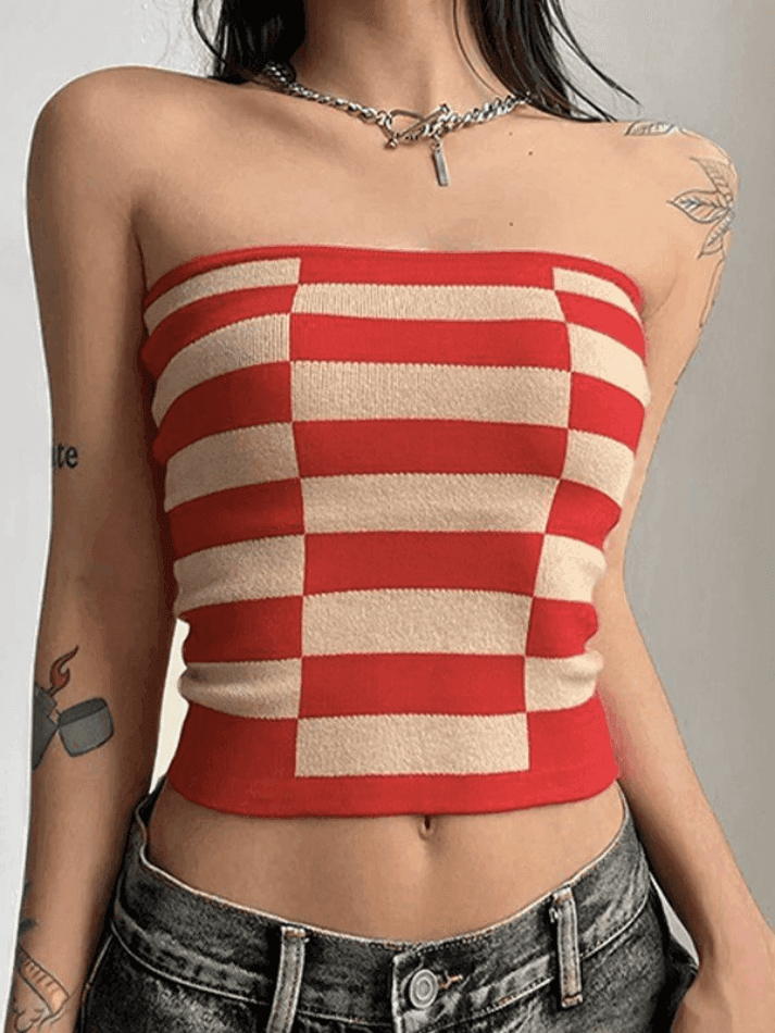 Stripe Knitted Bandeau Top - AnotherChill