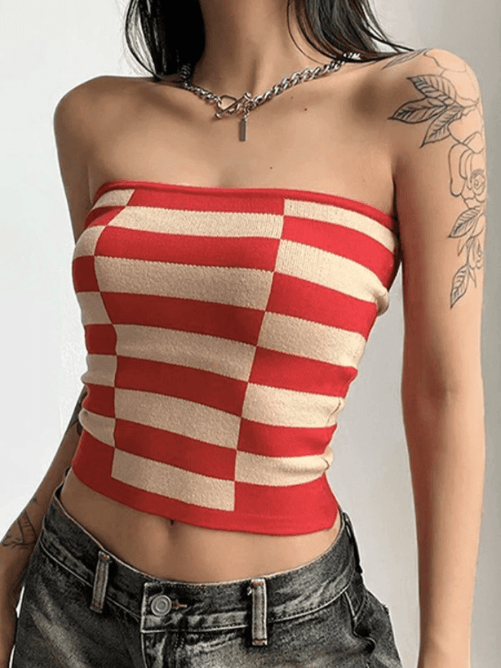 Stripe Knitted Bandeau Top - AnotherChill