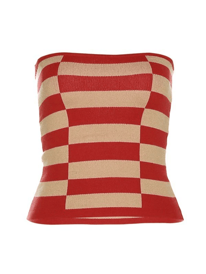 Stripe Knitted Bandeau Top - AnotherChill