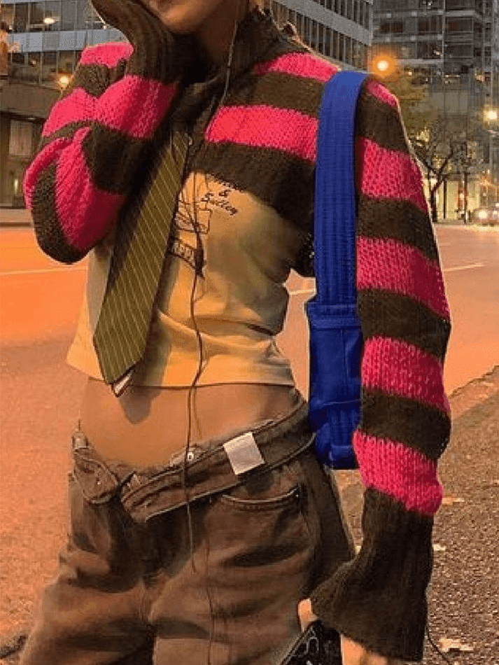 Striped Long Sleeve Bolero Knit Cardigan - AnotherChill