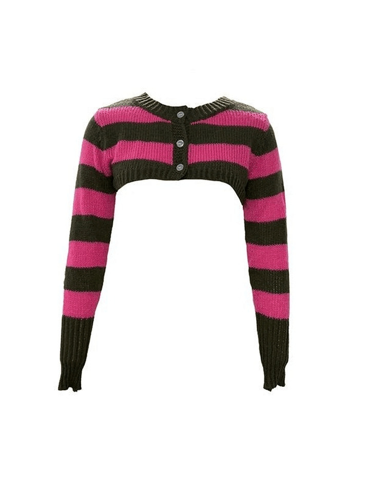 Striped Long Sleeve Bolero Knit Cardigan - AnotherChill