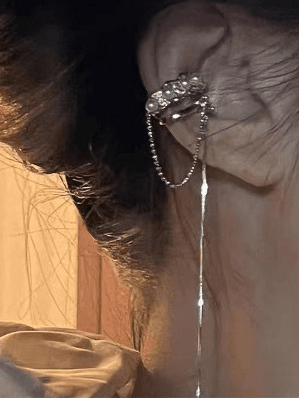 Tassel Faux Pearl Decor Cuff Earring - AnotherChill