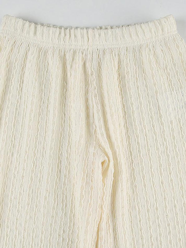 Textured Hollow-Out Loose Straight-Leg Pants - AnotherChill