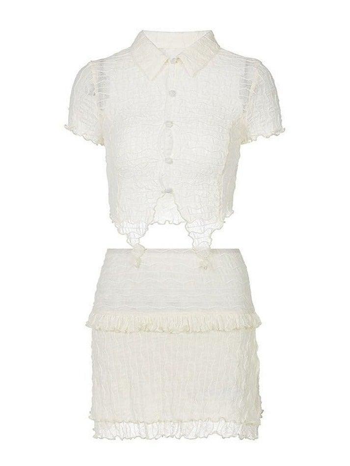 Textured Short Sleeve Set - AnotherChill