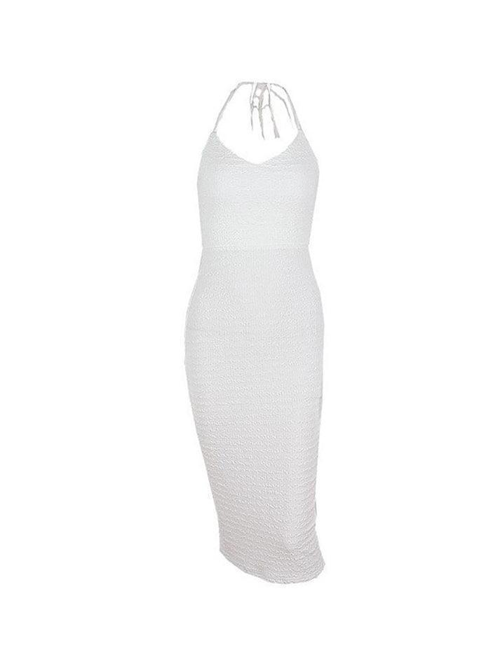 halter neck side split maxi dress Textured Split Halter Maxi Dress – AnotherChill