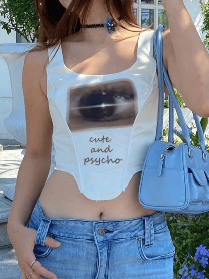 Tie Back Eye Printed Corset Top - AnotherChill