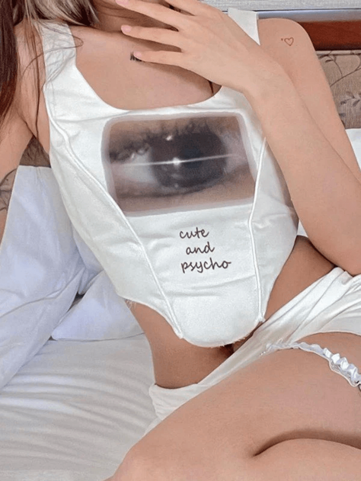 Tie Back Eye Printed Corset Top - AnotherChill
