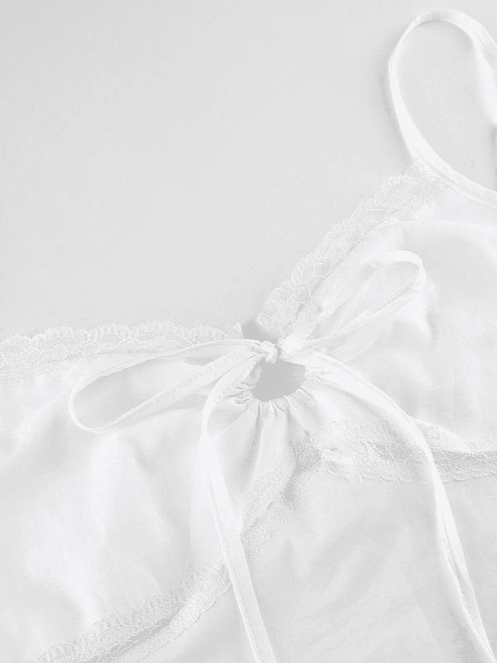 Tie Back Lace Trim Crop Cami Top - AnotherChill
