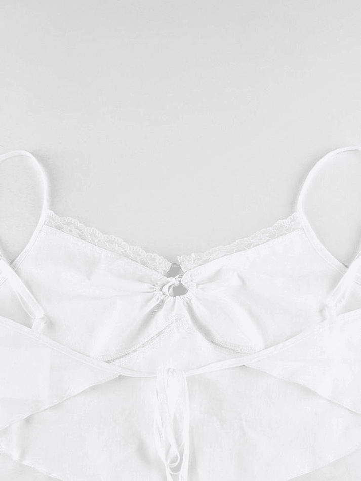 Tie Back Lace Trim Crop Cami Top - AnotherChill