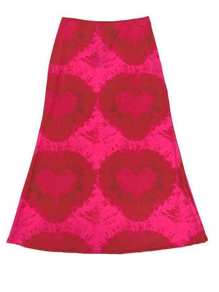 Tie-Dye Heart Wrap Midi Skirt - AnotherChill