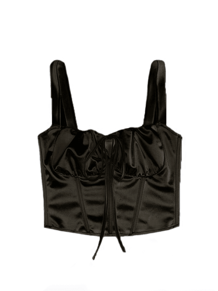 Tie Front Satin Corset Top - AnotherChill