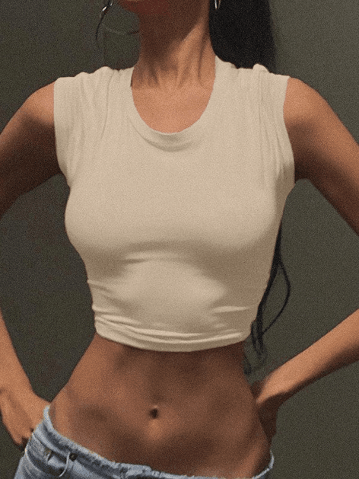 Tie Strap Backless Cropped Tank Top - AnotherChill