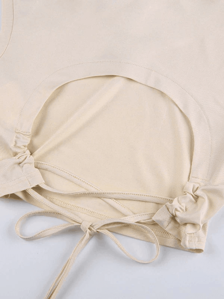 Tie Strap Backless Cropped Tank Top - AnotherChill