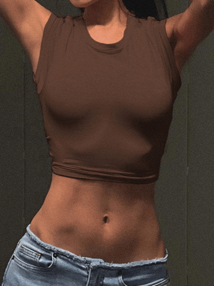 Tie Strap Backless Cropped Tank Top - AnotherChill