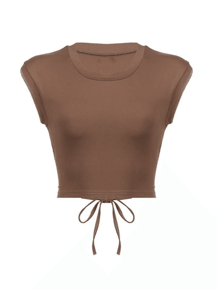 Tie Strap Backless Cropped Tank Top - AnotherChill