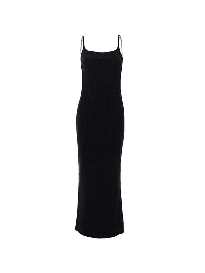 Tie Strap Ribbed Backless Maxi Dress - AnotherChill