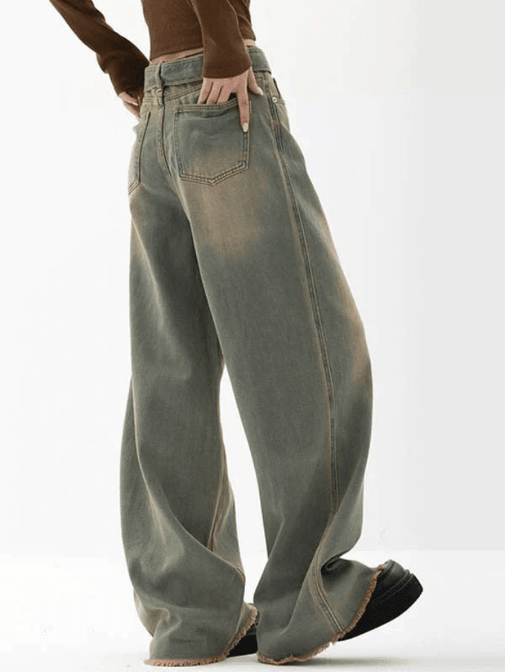 2023 Tie Strap Seam Detail Boyfriend Jeans Blue S in Jeans Online Store ...