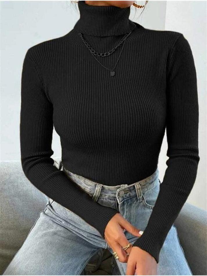 2023 Turtleneck Ribbed Knit Sweater White S in Sweaters Online Store ...