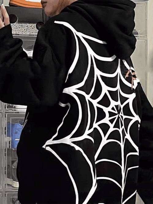 Unisex Loose Fit Spiderweb Graphic Hoodie – AnotherChill