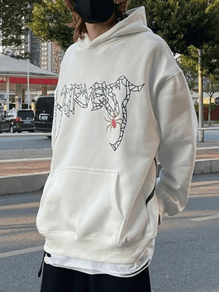 Unisex Loose Fit Spiderweb Graphic Hoodie - AnotherChill