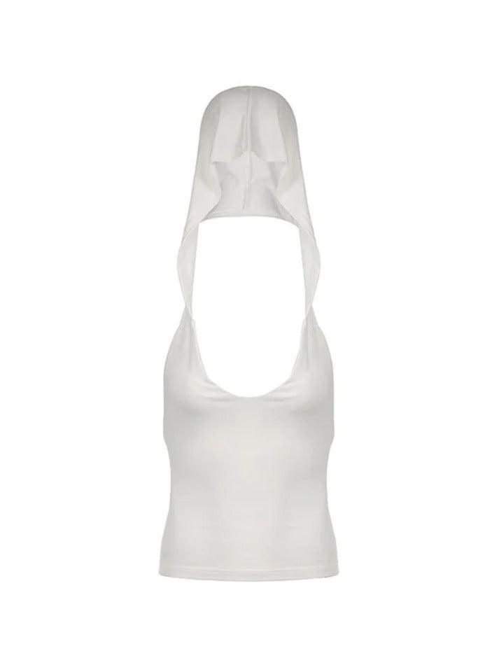 V Neck Backless Lace Up Hooded Tank Top - AnotherChill