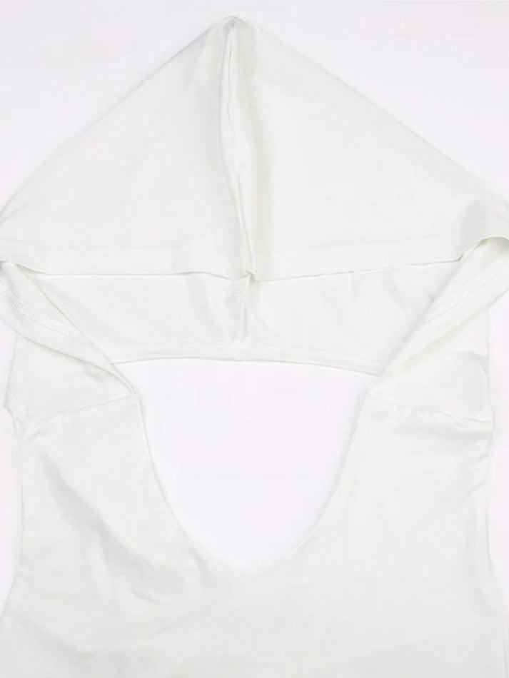 V Neck Backless Lace Up Hooded Tank Top - AnotherChill