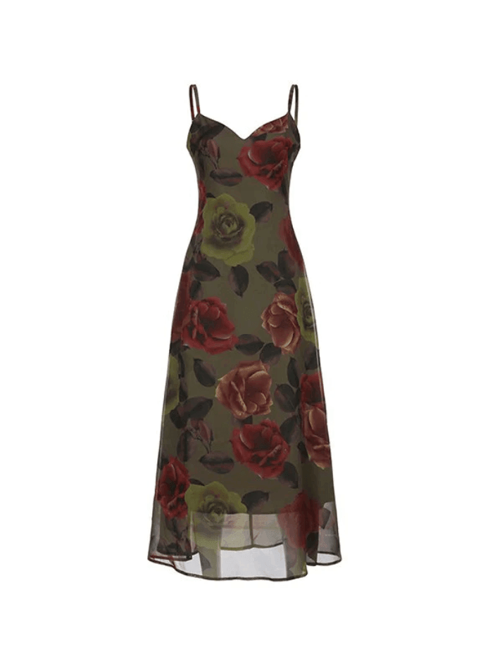 V Neck Floral Cami Maxi Dress - AnotherChill