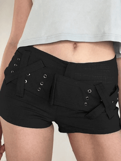 Velcro Belt Stretch Denim Shorts - AnotherChill