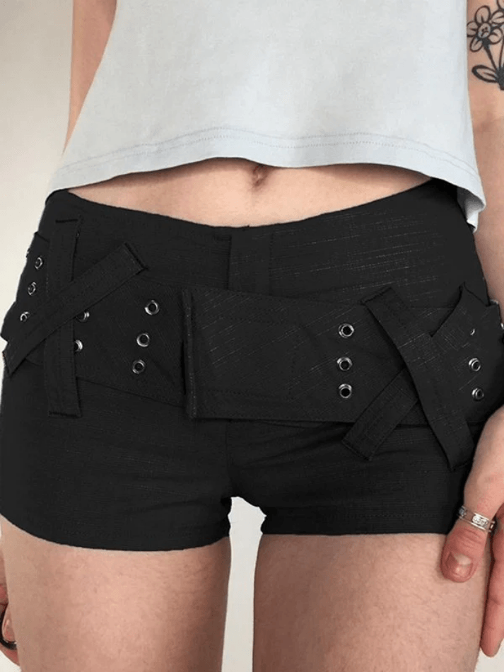 Velcro Belt Stretch Denim Shorts - AnotherChill