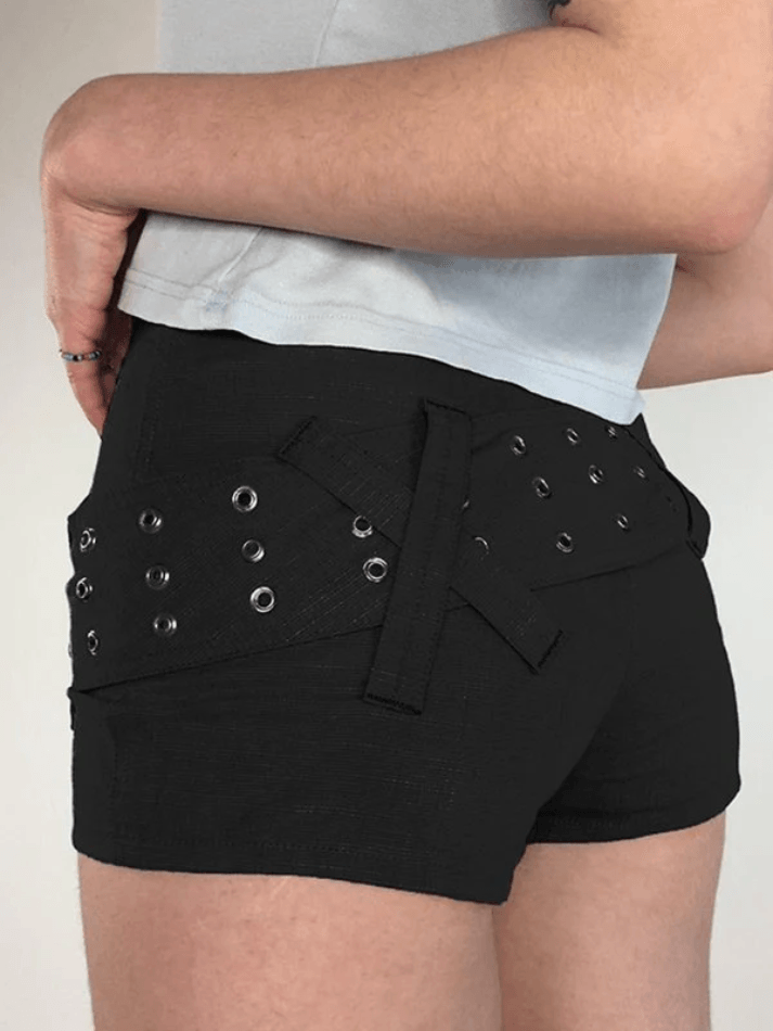 Velcro Belt Stretch Denim Shorts - AnotherChill