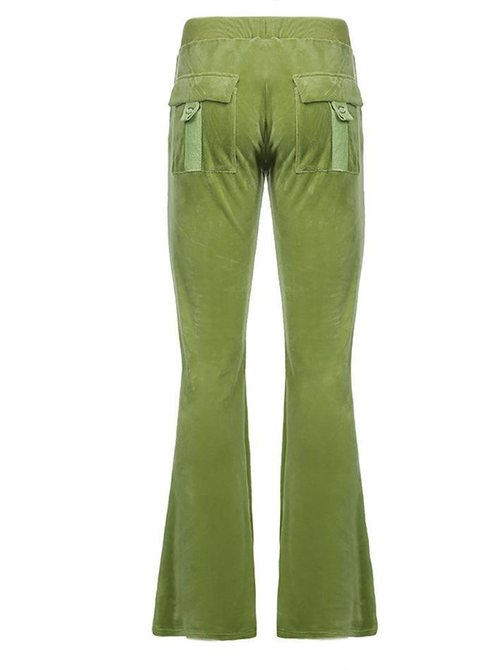 Velvet Solid Flare Leg Pants - AnotherChill