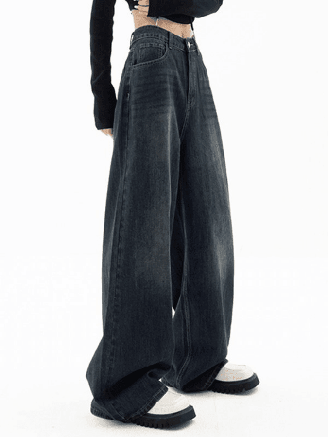 Vintage Blue Print Back Boyfriend Jeans main image 1