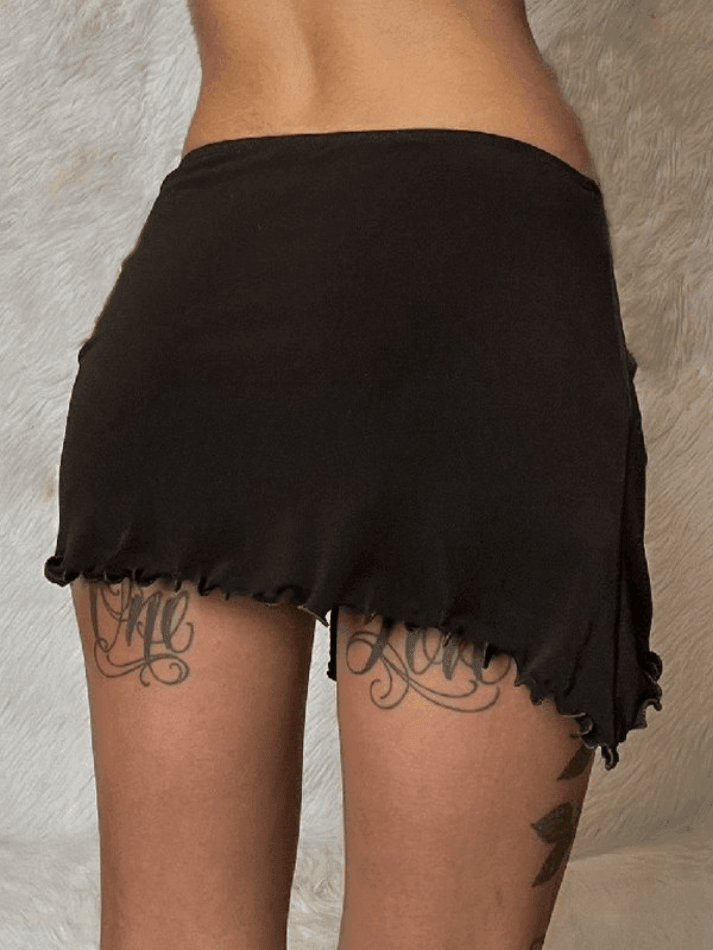 Vintage Brown Asymmetric Mini Skirt - AnotherChill