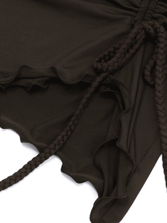 Vintage Brown Asymmetric Mini Skirt - AnotherChill