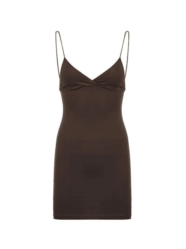 Vintage Brown Slip Mini Dress - AnotherChill