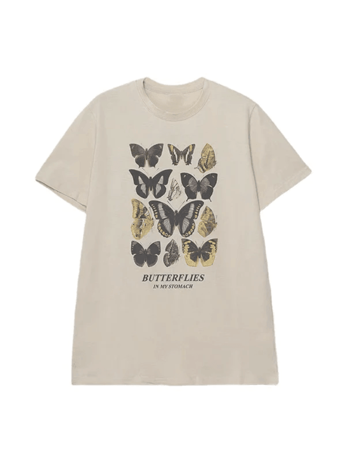 Vintage Butterfly Oversized Short Sleeve Tee - AnotherChill