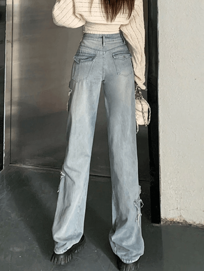 Vintage Distressed Star Patch Boyfriend Jeans - AnotherChill