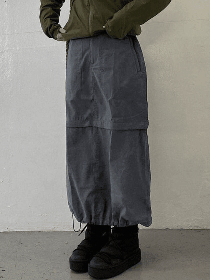 Vintage Drawstring Long Cargo Skirt - AnotherChill